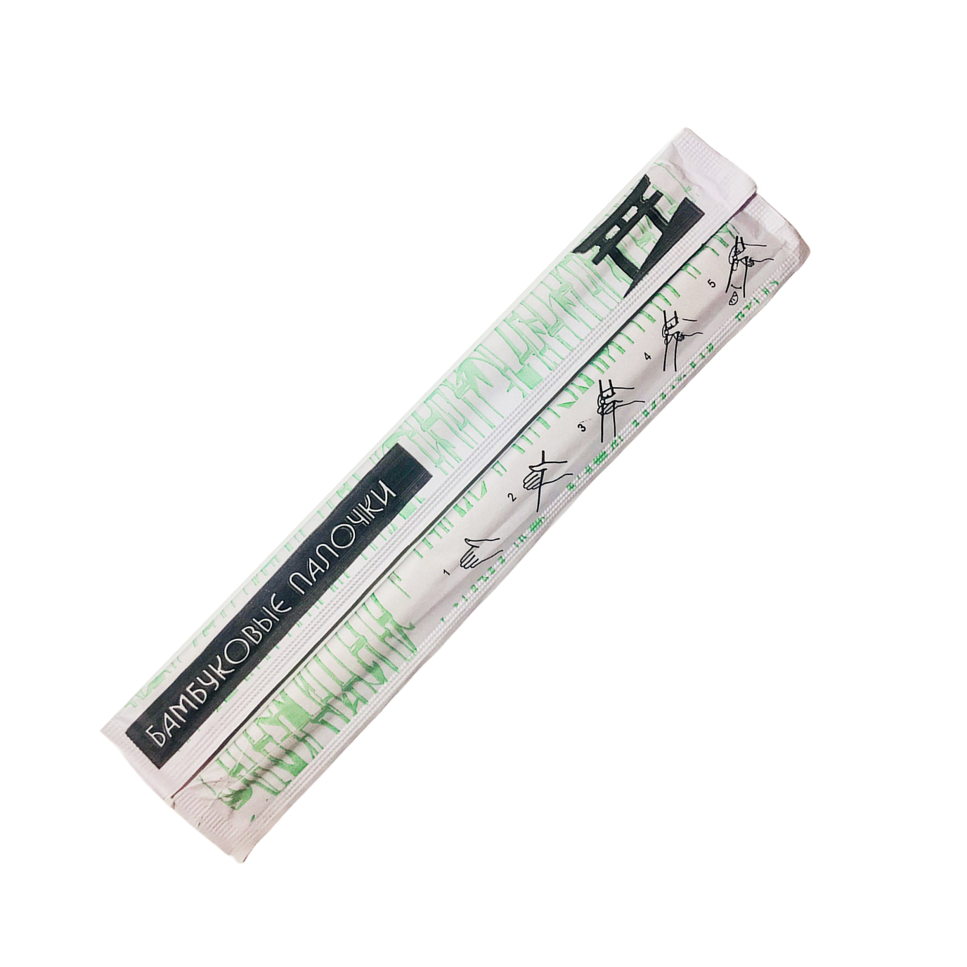 Палочки для еды сдвоенные в бумажной упаковке (бамбуковые)